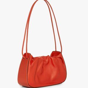 NWT Staud Kiki Ruched Lambskin Leather Bag Blood Orange